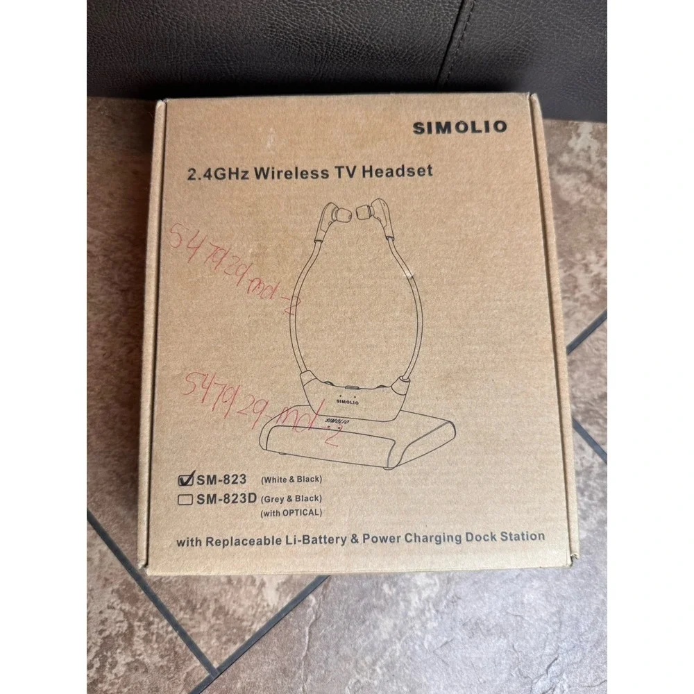 SIMOLIO 2.4GHz Wireless TV Headset Digital/Analog for Hearing Impaired SM-823